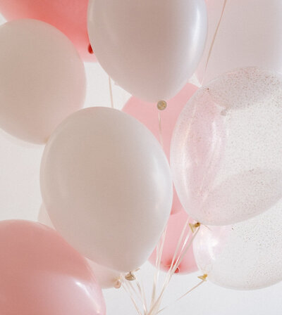 Pink and white balloons for special occasion Diamond Springs venue
