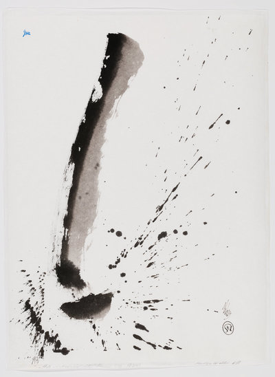 "This Now Is It" By Marilyn Wells, Sumi e, abstract, black, ink wash, on white ground