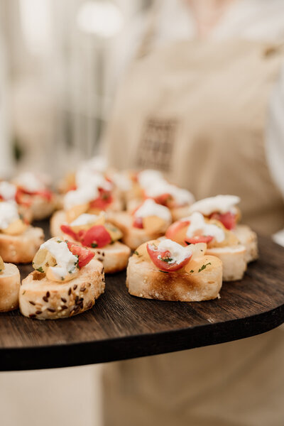 Appetizers served at Came House Wedding