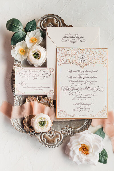Gold foil letterpress Luxury wedding stationery