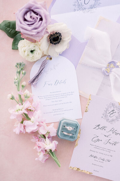 romantic wedding invitation deckled edges