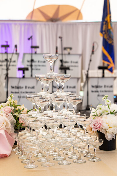 KendalJBushPhoto3303HR, Runny mead, veterans count corporate event, florals, champagne tower