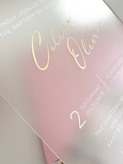 Frosted acrylic wedding invitations