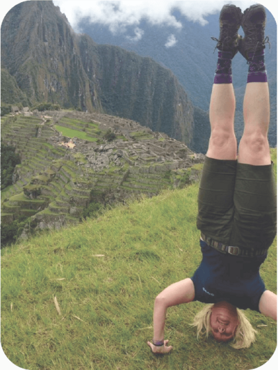 Susan pursuing her passion of wellness on a 2014 trip to hike the Inca Trail to Machu Pichu.