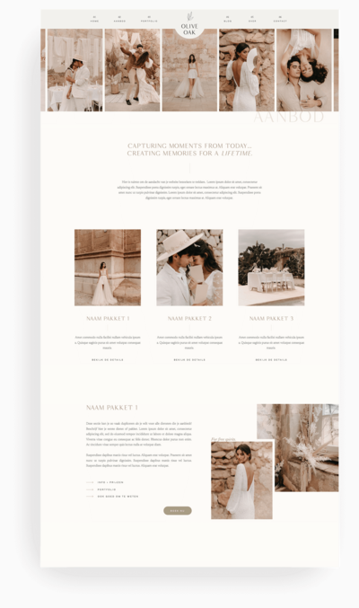 Aanbod pagina Showit website template Moon Valley