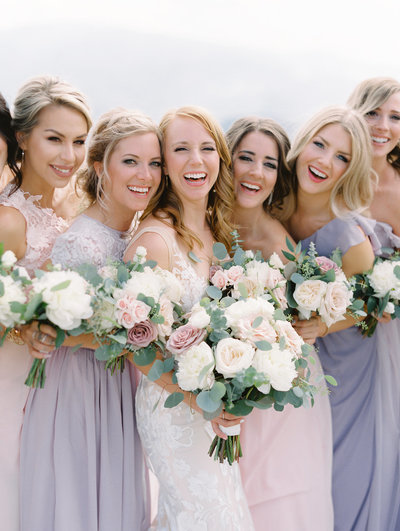 Every bride needs a gang of gorgeous girls who will follow her anywhere, even to the top of a mountain.
