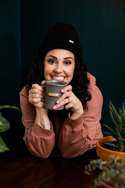 Michelle with a coffee cup