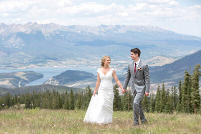 Colorado wedding photographer with couple at the Keystone Resort