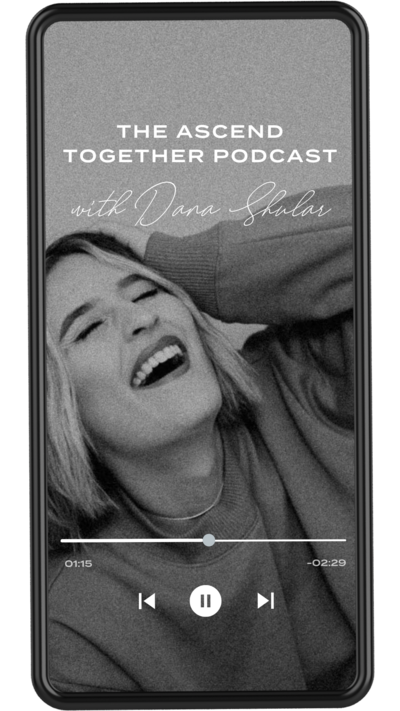 iPhone mockup of the Ascend Together Podcast playing on
