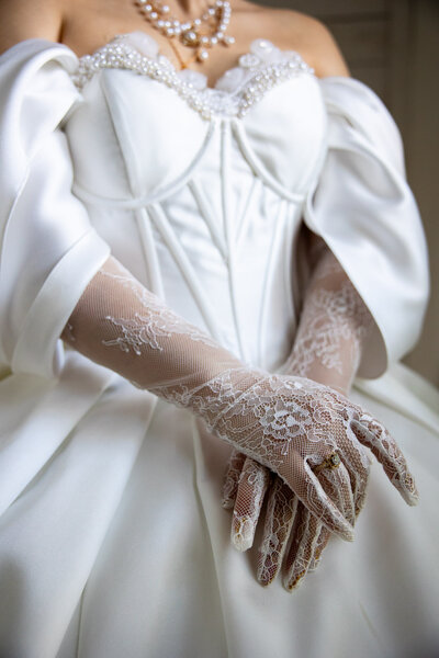 bride in elegant wedding dress during bridal portraits in Atlanta