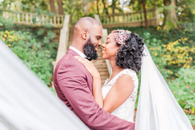 Photo of a couple at Cator Woolford Gardens by Jennifer Marie Studios, Atlanta's best wedding photographer.