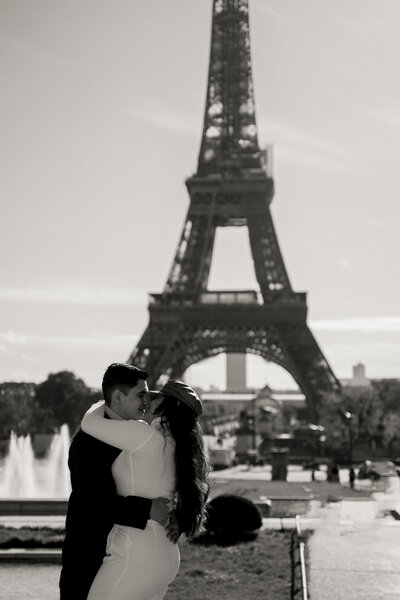 Couple celebrating a Destination Engagement in Paris, France