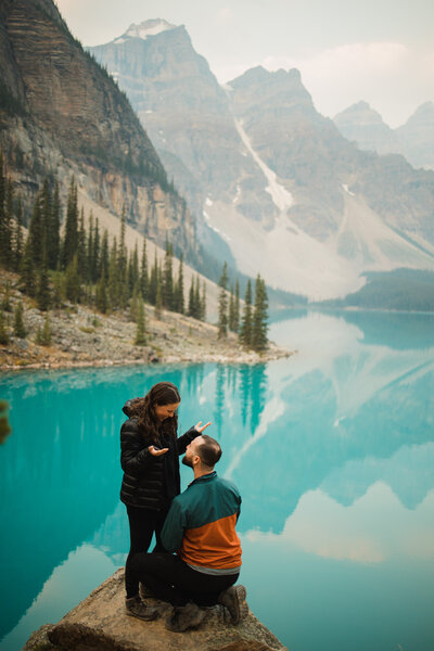 moraine lake proposal captured by banff proposal photographer