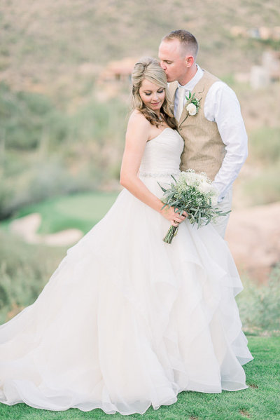 Lodge at Ventana Canyon Wedding Photo of Bride and Groom at Sunset by Tucson Wedding Photographer Bryan and Anh of West End Photography