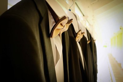 Groom's suit on hanger. Photo by Ross Photography, Trinidad, W.I..