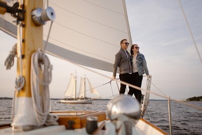 Romantic couples pictures on a sailboat