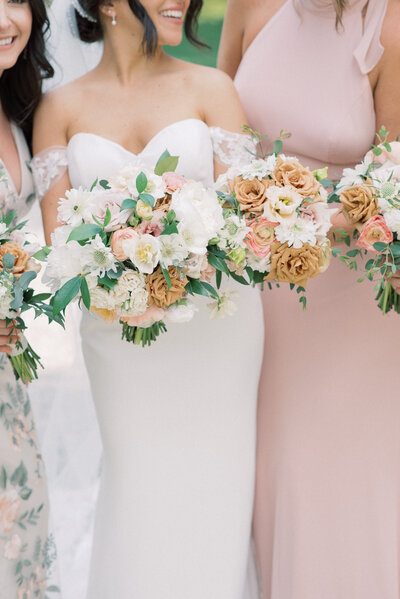 Beautiful bridal bouquets and smiles by Crossed Keys Designs at the romantic garden estate, Crossed Keys Estate in Andover, NJ a premiere NJ Wedding Venue captured by NJ Wedding Photographers | Michelle Behre Photography