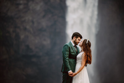 Venture Ever After waterfall elopement couple