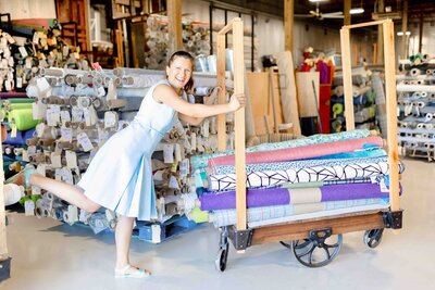 Woman posing for fun lifestyle photo for warehouse