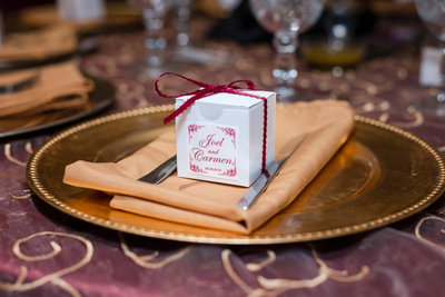 Wedding Favor Box on a Gold Plate