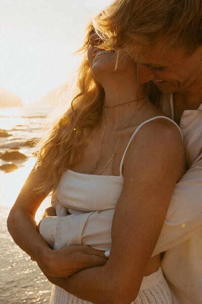 An intimate moment between a young couple celebrating their elopement on the west coast.
