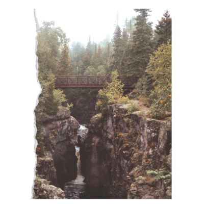 Torn paper image of a waterfall in Northern Minnesota