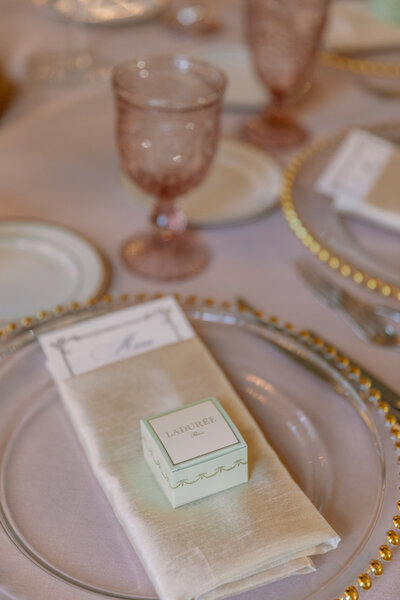 Table setting at Rosecliff Mansion Wedding