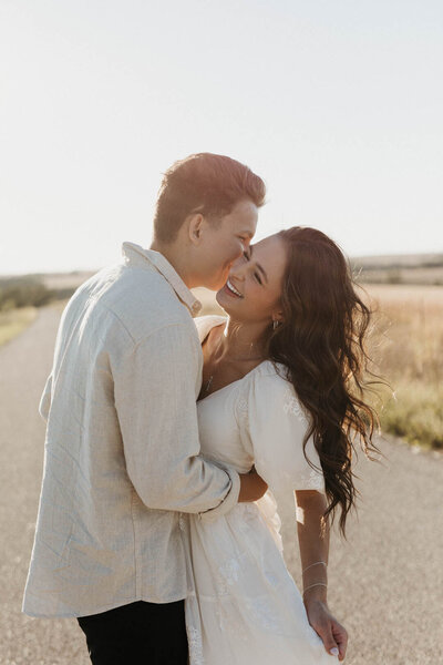 Engagement session located in the Driftless Region of Wisconsin during sunset hour 