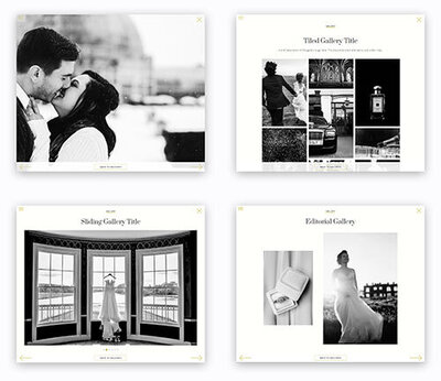 Gallery options elegant weddings Showit website template The Template Emporium