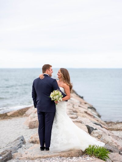 Bride and Groom Photos in New England Beach