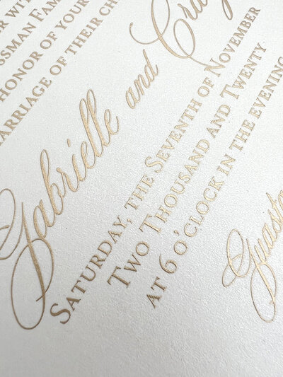 Gold silk screen invitation printing