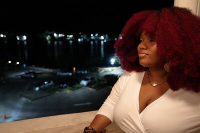 Black woman looking off into the distance