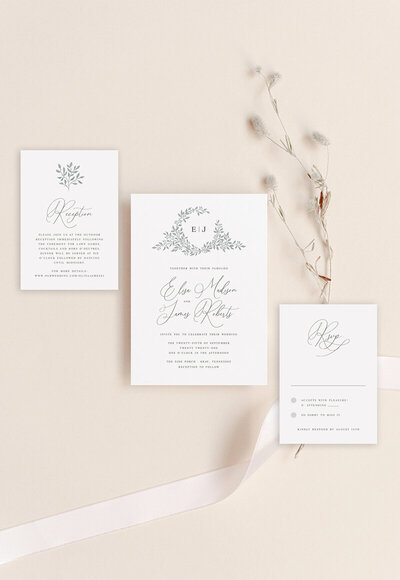 botanical wedding invitation suite