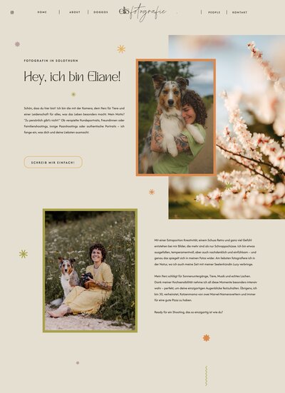 Screenshot der Website für eine Hochzeitsfotografin im Reportage-Stil – erstellt mit Website in a Week von Jennifer Aries