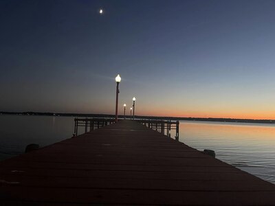 lake pier sunset