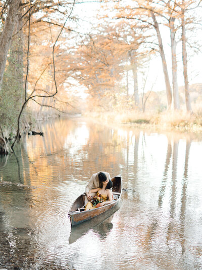 couple in romantic canoe