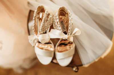 Macro Detail Photograph of Bagley Mishaka Wedding Shoes at Biltmore Estate.
