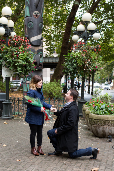 surprise marriage proposal pioneer square seattle