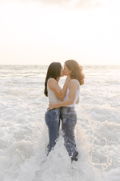 Engaged lgbtq couple at Long Beach engagement shoot with Paulina Perrucci
