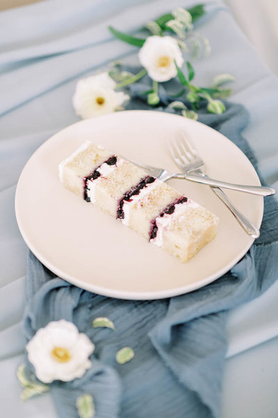 lemon blueberry wedding cake slice