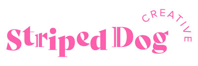 Pink bouncy Striped Dog Creative logo