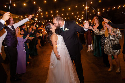 sparkler sendoff kiss after ranch wedding  San Antonio Texas by Firefly Photography