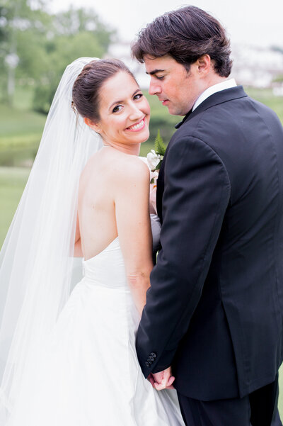Bride and groom wedding day at Congressional Country Club in their Washington DC wedding