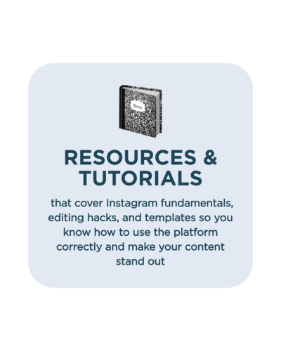 Florida Social Butterfly resources and tutorials card with notebook emoji for social media membership