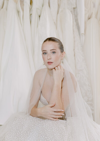 Editorial photograph showcasing the new line of wedding gowns for 2026 and 2027 brides.