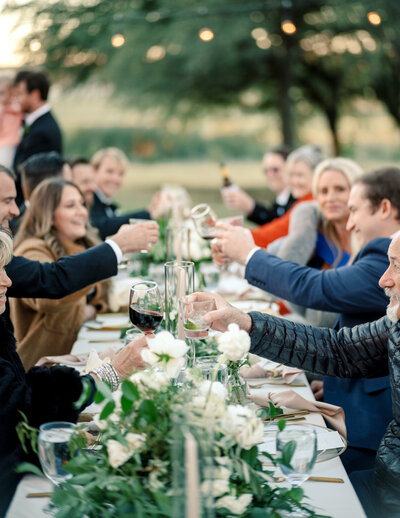 outdoor alfresco dinner reception at wedding