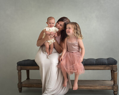 mom and daughters at their St. Louis studio photo session
