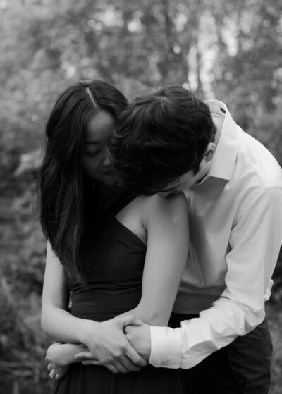 Black and White Emotional Documentary Engagement Photos