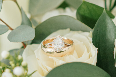 rings on bridal bouquet