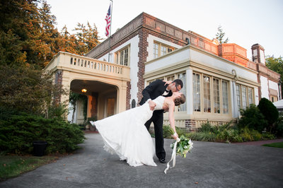 Bride and Groom at the Lairmont Manor in Bellingham